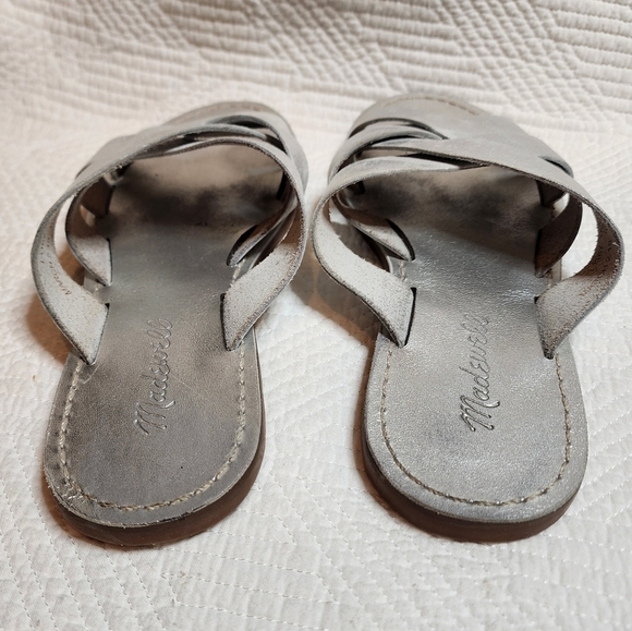 Madewell The Boardwalk Woven Slide Sandal in Metallic Silver. Women's size 7.5. - Picture 15 of 16